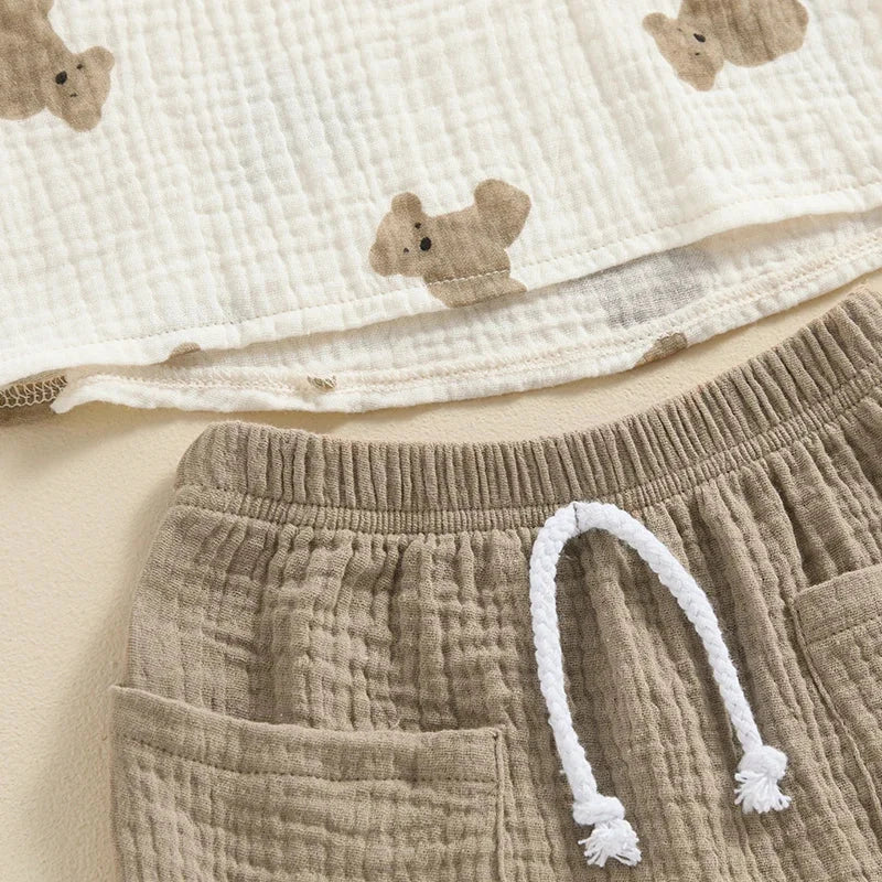 Conjunto Casual de Verão para Meninos com Estampa de Urso Ama Mamma - Ama Mamma