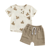Conjunto Casual de Verão para Meninos com Estampa de Urso Ama Mamma - Ama Mamma