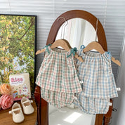 Conjunto Fresquinho de Verão Xadrez para Meninas Ama Mamma - Ama Mamma