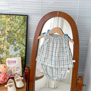 Conjunto Fresquinho de Verão Xadrez para Meninas Ama Mamma - Ama Mamma