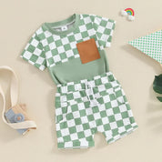 Conjunto Infantil Menino Xadrez Manga Curta - Ama Mamma