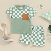 Conjunto Infantil Menino Xadrez Manga Curta - Ama Mamma