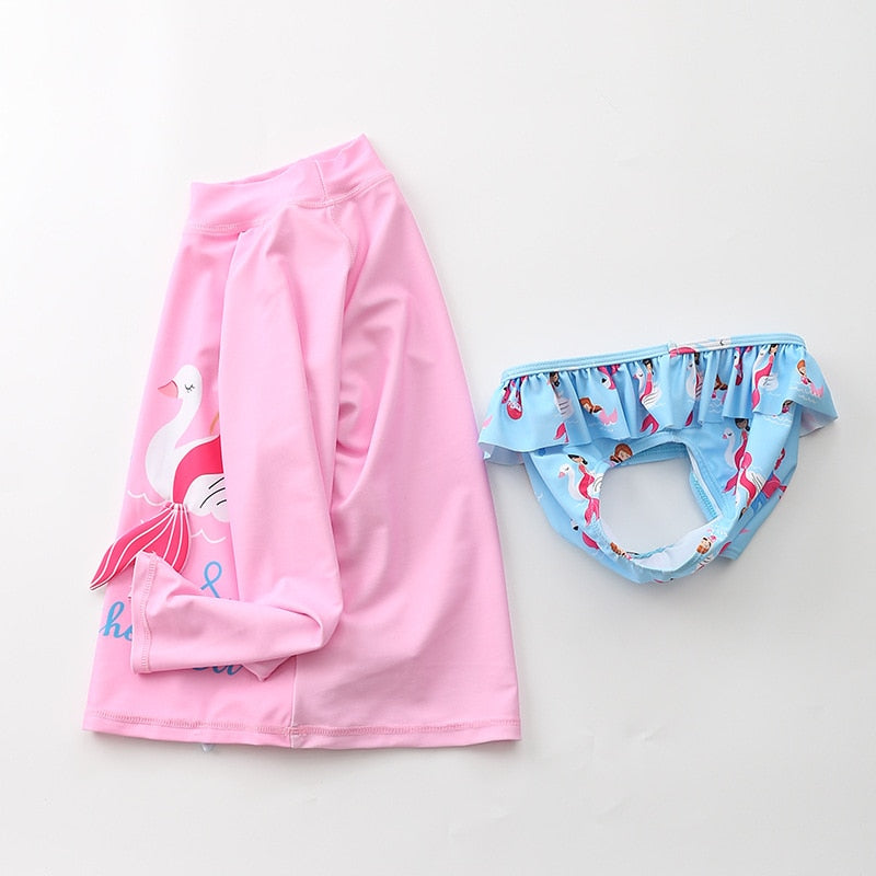 Conjunto Infantil Praia Manga Longa Sereia Rosa - Ama Mamma
