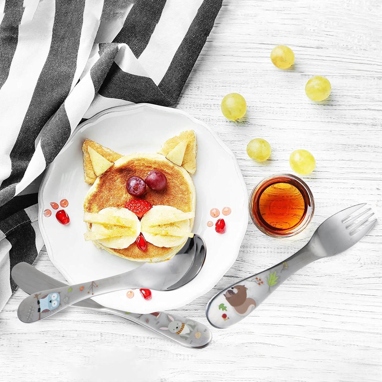 Kit de Talheres Infantil Aço Inoxidável Prata 4 Peças - Ama Mamma - Ama Mamma