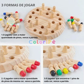 Jogo da Memória Tabuleiro das Cores Brinquedo Educativo de Madeira - Ama Mamma