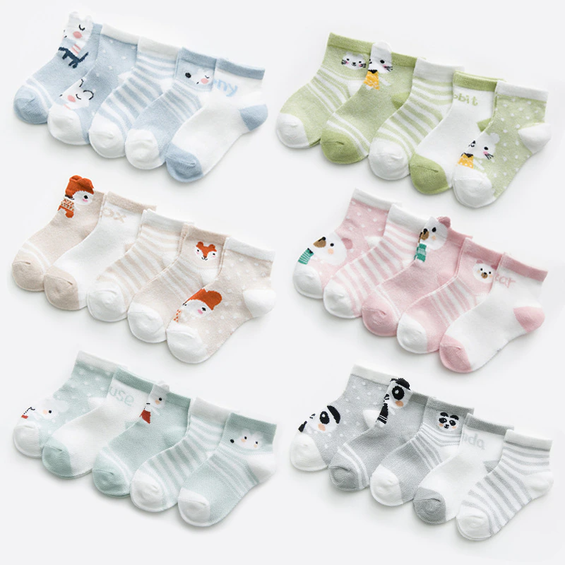 Kit 5 pares de Meia Baby Bichinhos - Ama Mamma