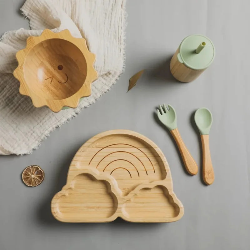Kit Elegante Introdução Alimentar Bambu e Silicone Ama Mamma - Ama Mamma