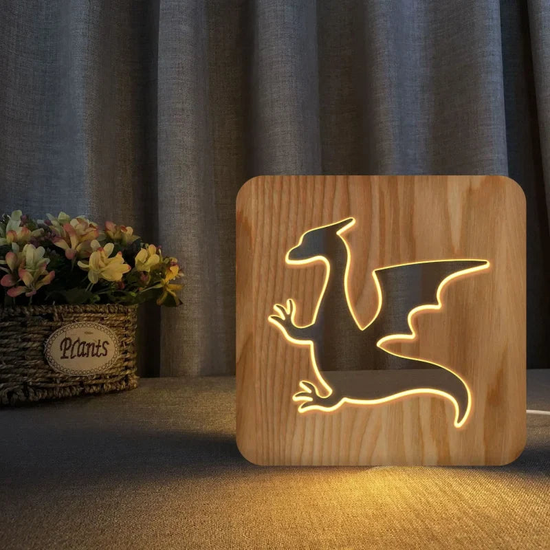 Luminária LED Animal Encantado de Madeira Ama Mamma - Ama Mamma