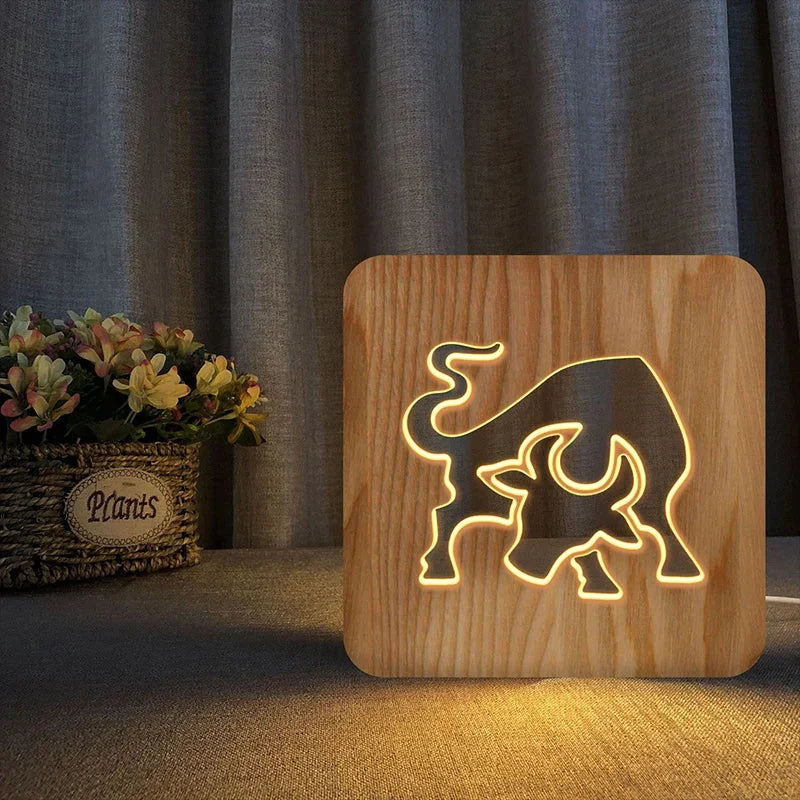 Luminária LED Animal Encantado de Madeira Ama Mamma - Ama Mamma