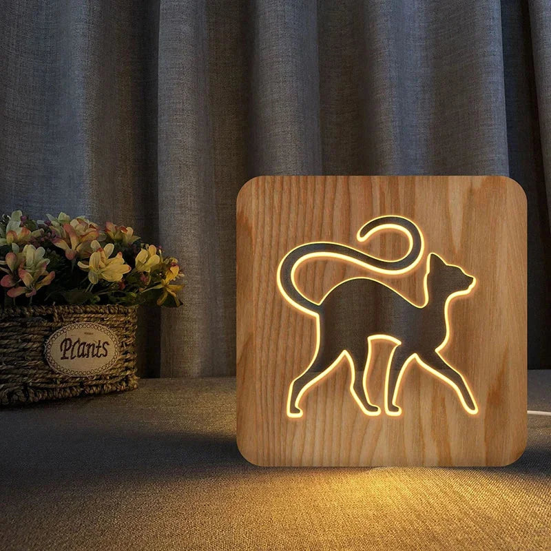 Luminária LED Animal Encantado de Madeira Ama Mamma - Ama Mamma