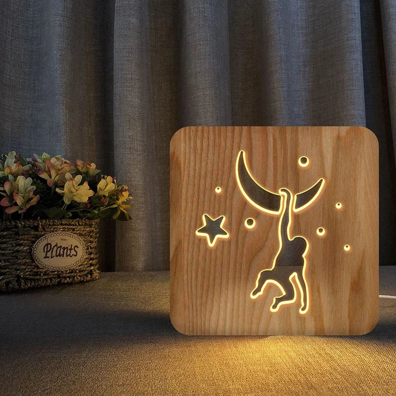Luminária LED Animal Encantado de Madeira Ama Mamma - Ama Mamma
