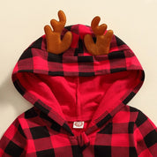 Macacão Bebê Inverno com Capuz Xadrez