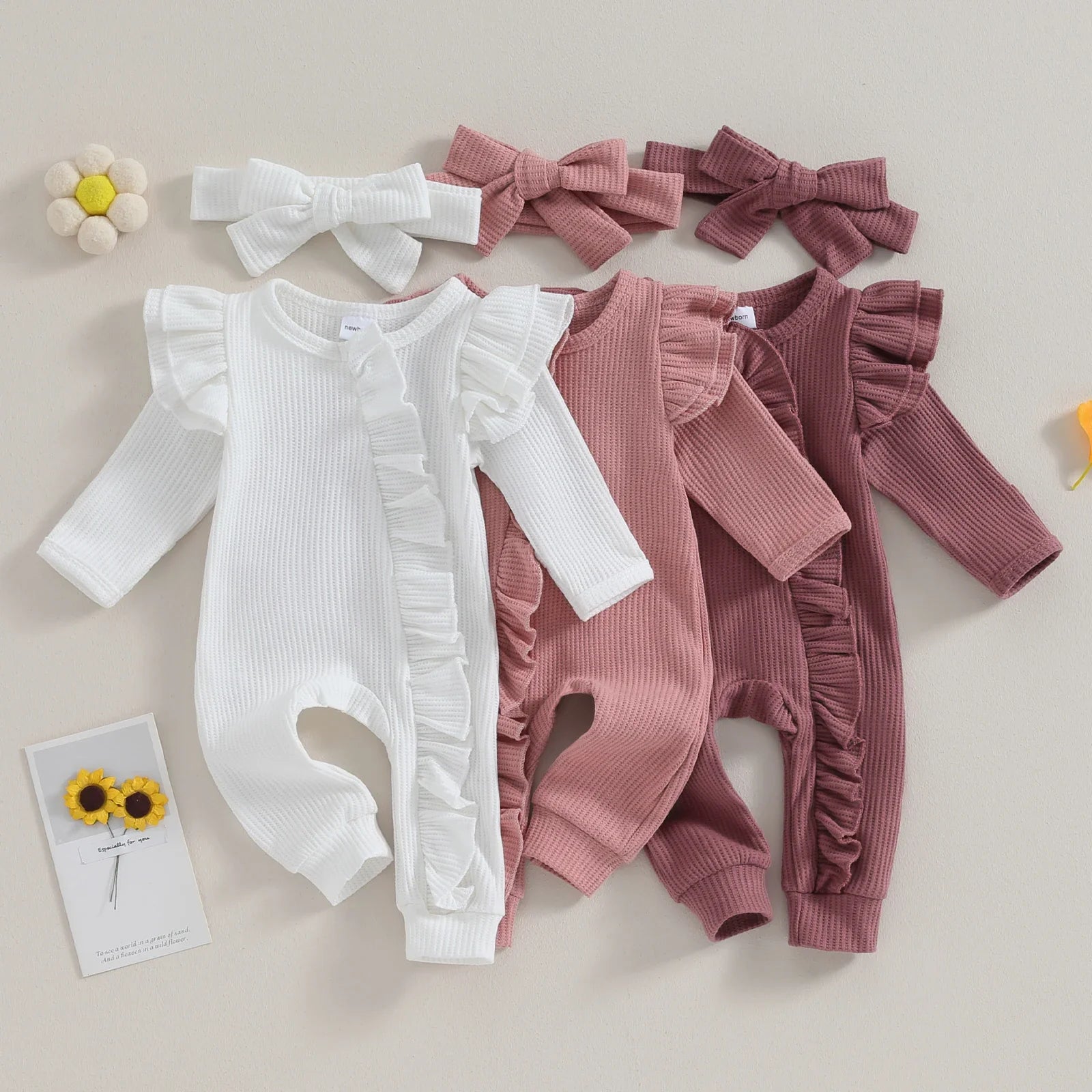 Macacão Feminino Bebê Babado + Faixa de Cabelo - Ama Mamma