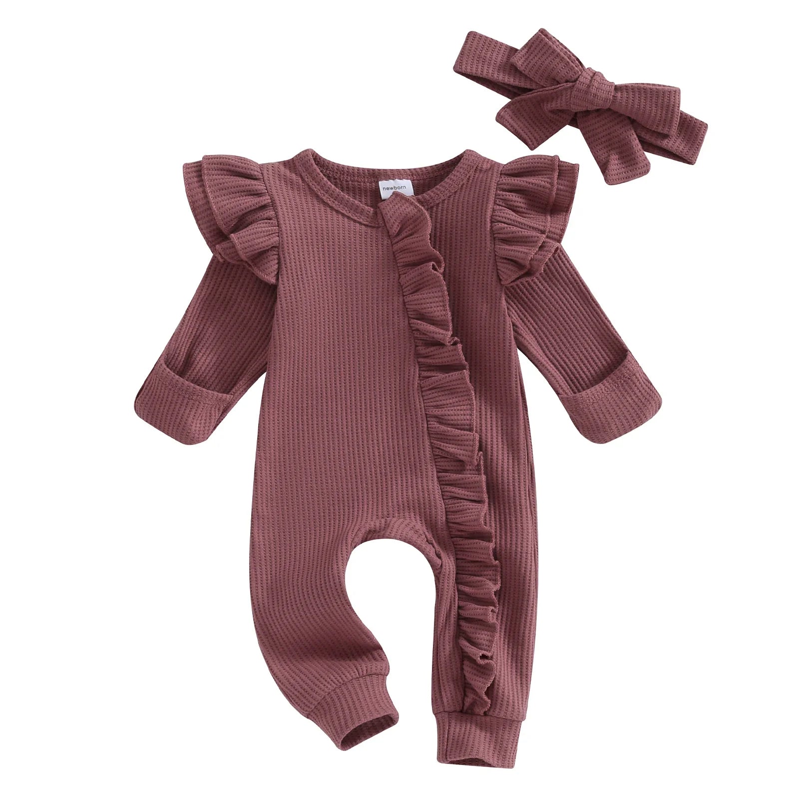 Macacão Feminino Bebê Babado + Faixa de Cabelo - Ama Mamma