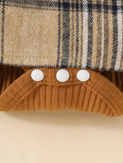 Bebê gilrs manga longa outono/inverno xadrez com arco mel macacão para recém-nascidos-18m férias wear + bandana