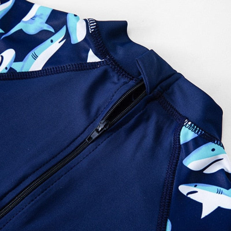 Macaquinho de Praia Infantil Manga Longa Tubarão - Ama Mamma