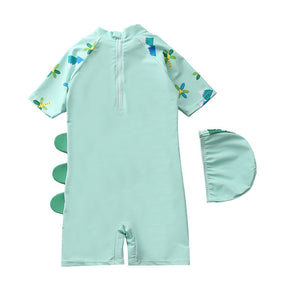 Macaquinho de Praia Infantil Manga Curta Dino Verde - Ama Mamma