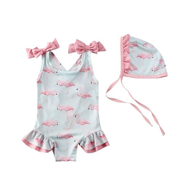 Maiô Infantil Flamingos com Touca - Ama Mamma