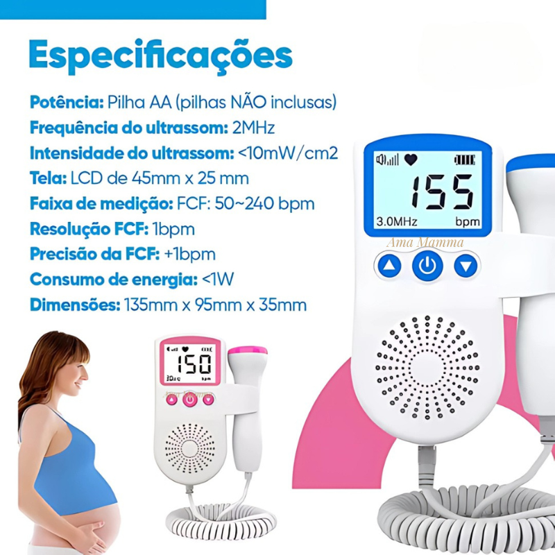 Monitor Doppler Fetal Portátil Para Gestante - Ama Mamma