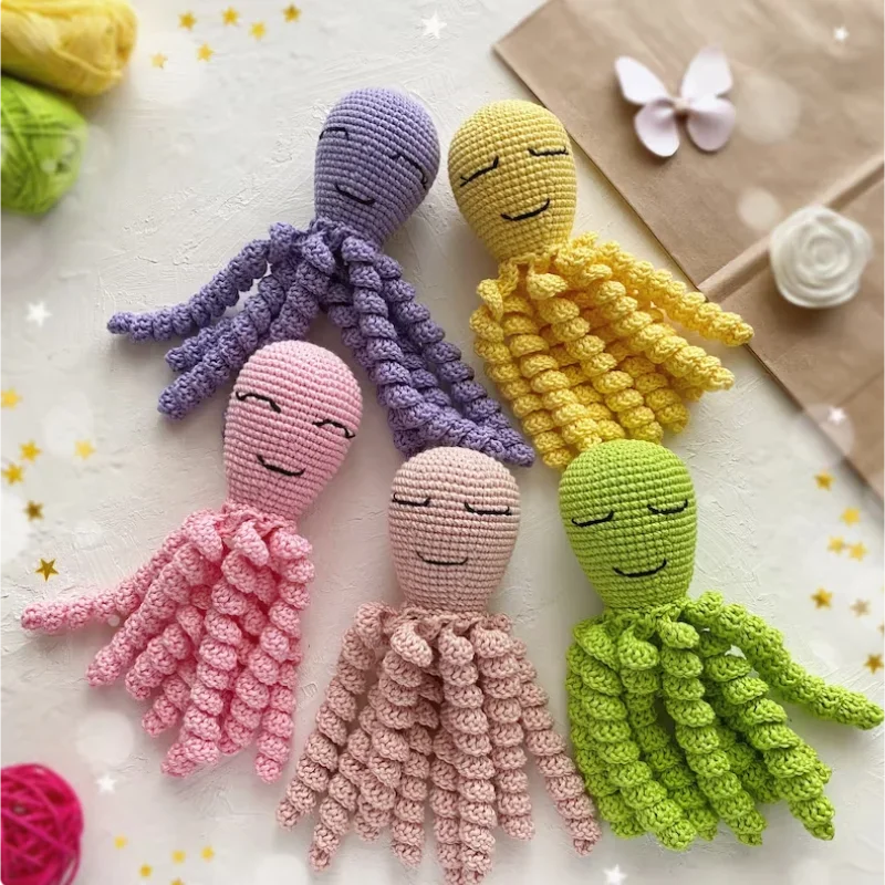 Pelúcia Crochê Polvo Encantado para Bebês Ama Mamma - Ama Mamma