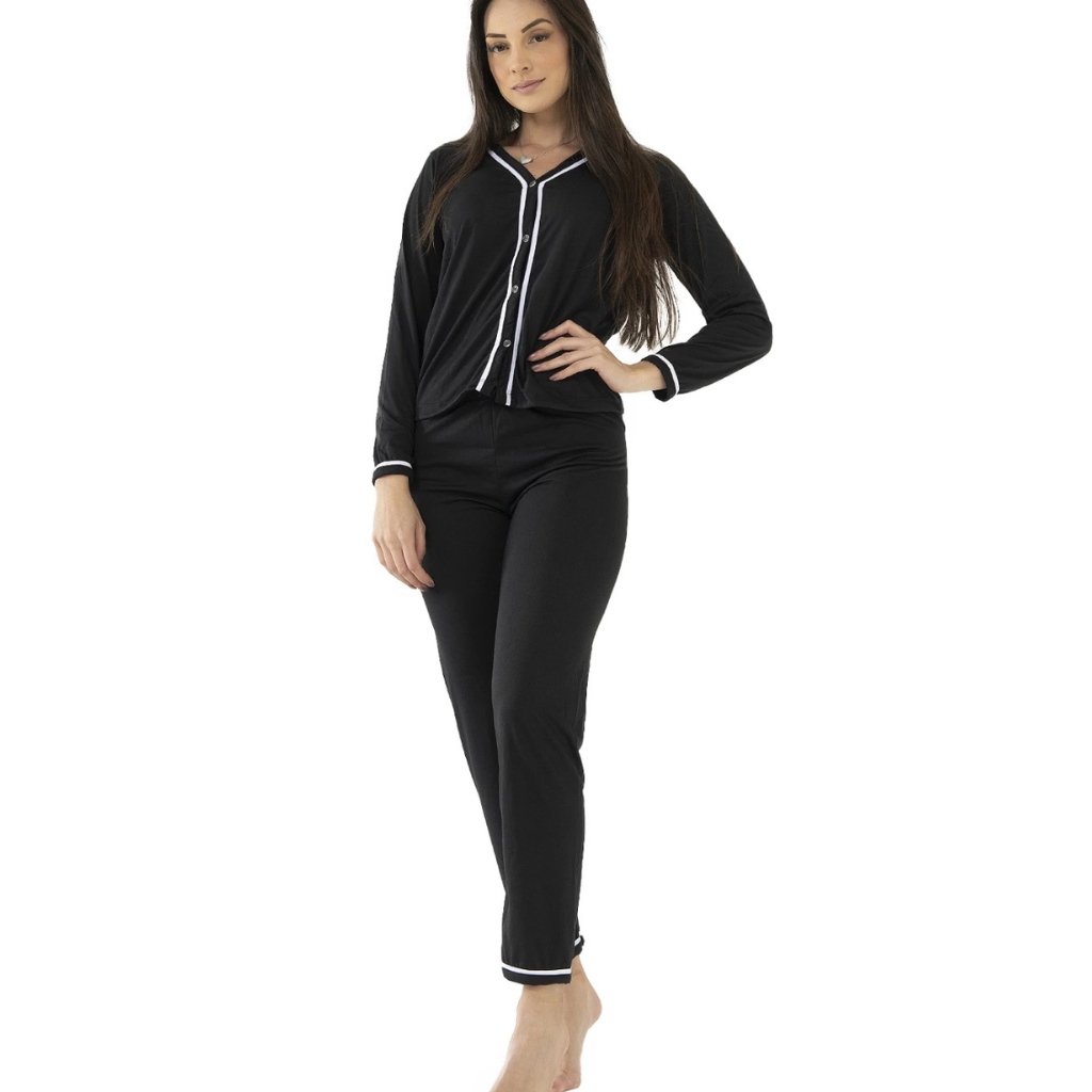 Pijama Inverno Americano Amamentação Manga Longa Calça - Ama Mamma
