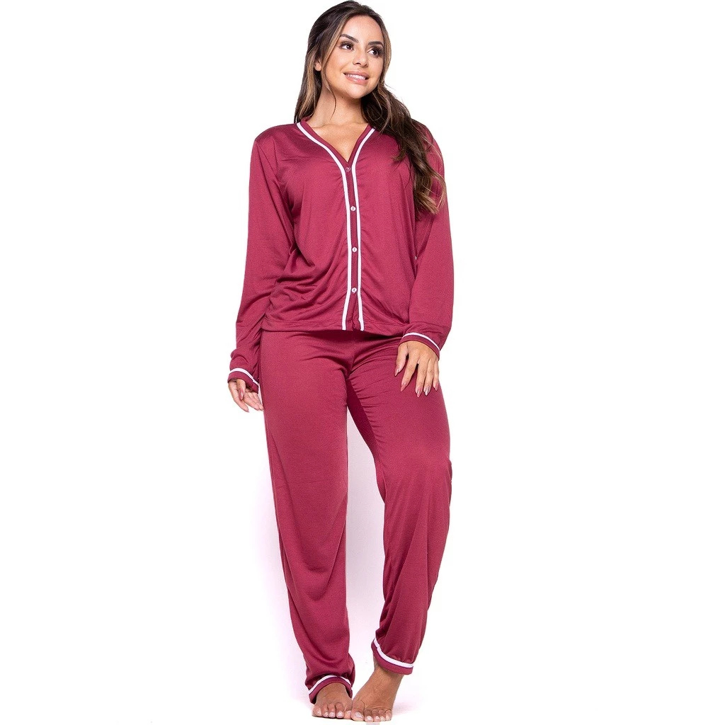 Pijama Inverno Americano Amamentação Manga Longa Calça - Ama Mamma