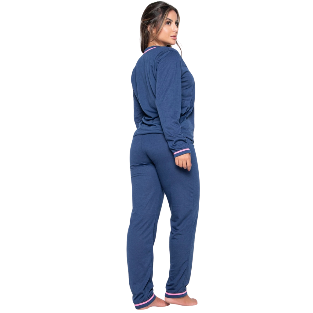 Pijama Inverno Americano Amamentação Manga Longa Calça - Ama Mamma