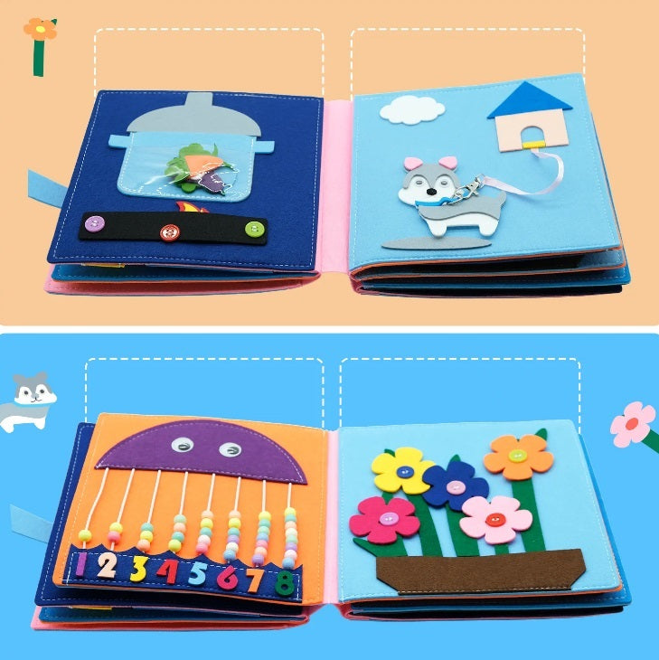 Livro Sensorial de Feltro - Aprendizado Montessori - Ama Mamma