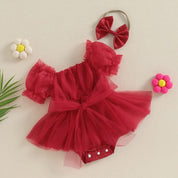 Romper Tule Natal + Faixa de Cabelo | 0-24 Meses - Ama Mamma