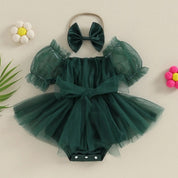 Romper Tule Natal + Faixa de Cabelo | 0-24 Meses - Ama Mamma