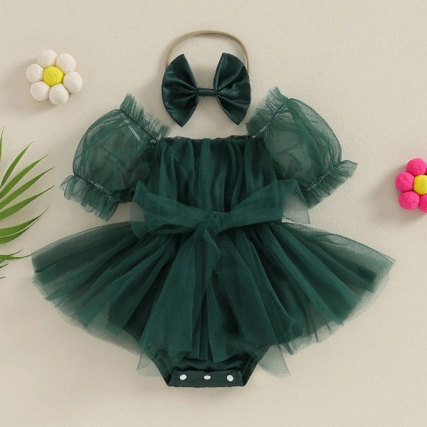 Romper Tule Natal + Faixa de Cabelo | 0-24 Meses - Ama Mamma