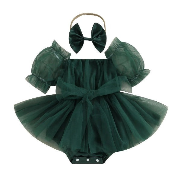 Romper Tule Natal + Faixa de Cabelo | 0-24 Meses - Ama Mamma
