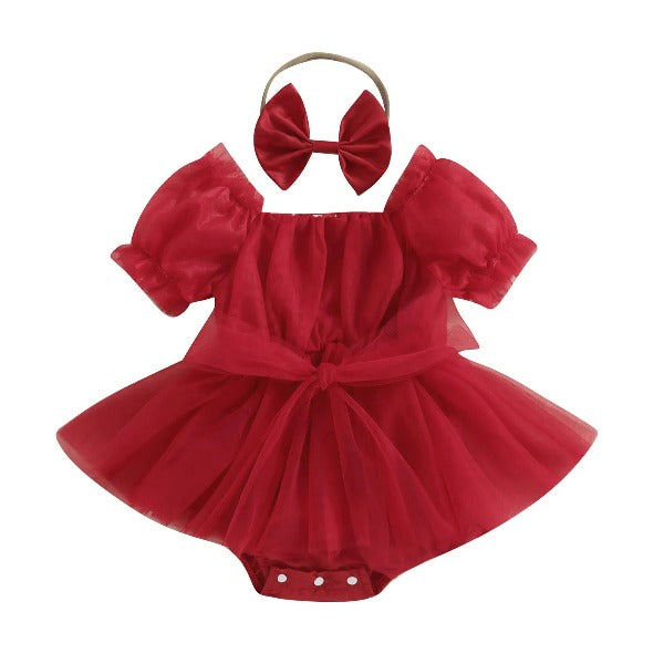 Romper Tule Natal + Faixa de Cabelo | 0-24 Meses - Ama Mamma