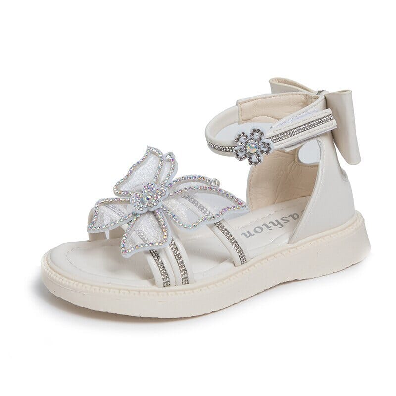 Sandália Infantil Feminina Borboleta Flor Strass - Ama Mamma