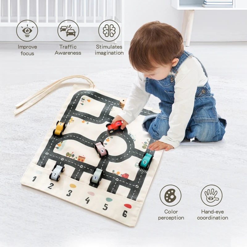 35*31cm montessori brinquedos carro do bebê tráfego estrada mapa lona tapete de mesa jogo carro de madeira interação pai-filho criança educação presente