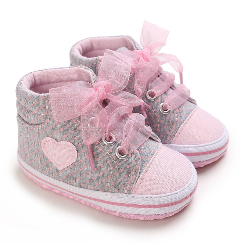 Tênis Cano Alto Infantil Bebê Coração Rosa - Ama Mamma