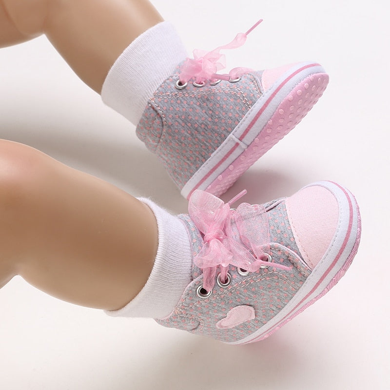 Tênis Cano Alto Infantil Bebê Coração Rosa - Ama Mamma