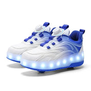 Tênis Infantil com Rodinha e Luz LED Rosa Azul
