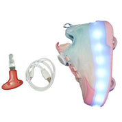 Tênis Infantil com Rodinha e Luz LED Rosa Azul