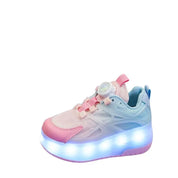 Tênis Infantil com Rodinha e Luz LED Rosa Azul