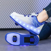 Tênis Infantil com Rodinha e Luz LED Rosa Azul