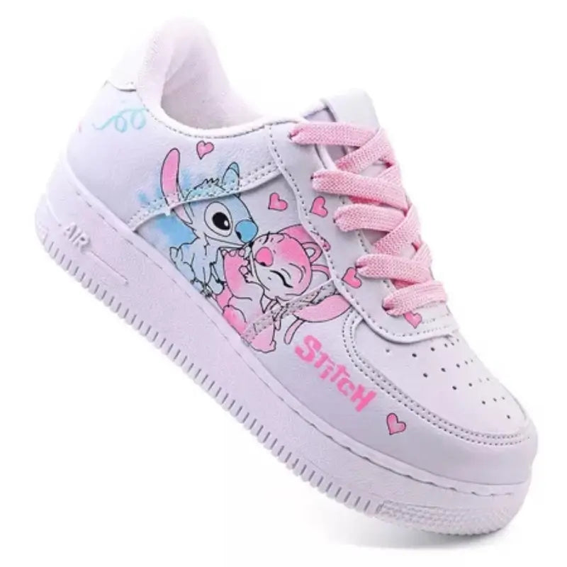 Tênis Infantil Stitch Branco Rosa Lilás Menina