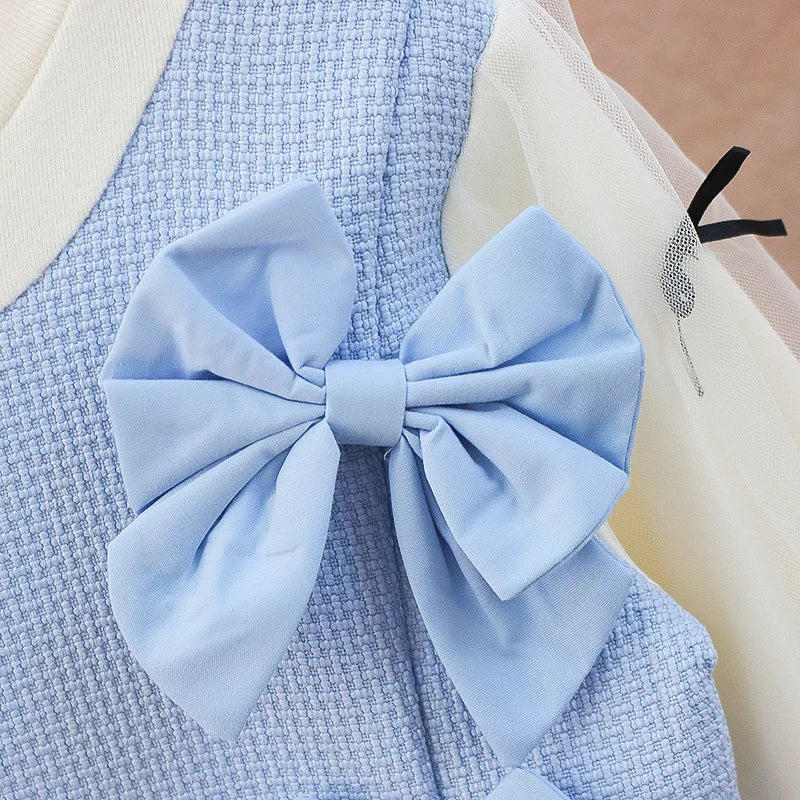 Vestido Feminino Infantil Lacinhos Manga Comprida - Ama Mamma