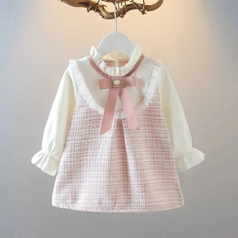 Vestido Infantil Feminino Laço Manga Comprida - Ama Mamma