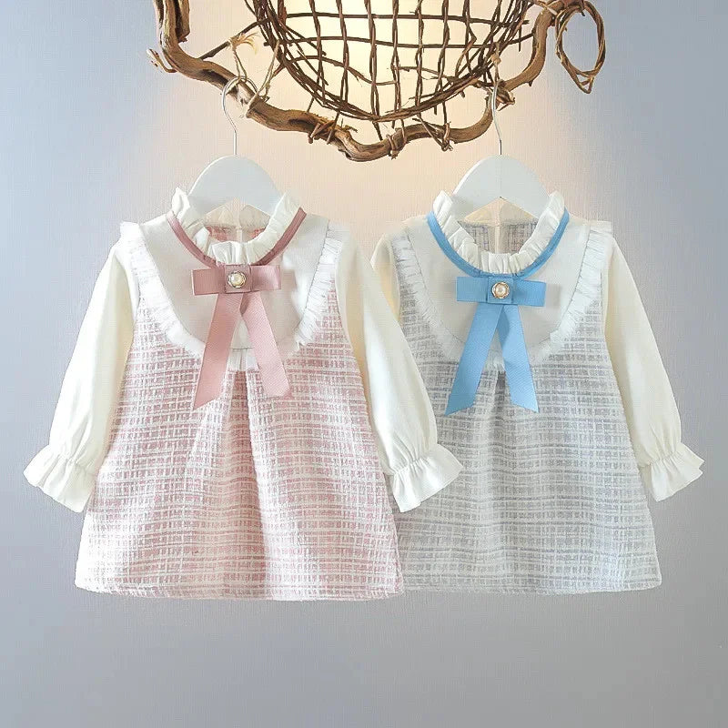 Vestido Infantil Feminino Laço Manga Comprida - Ama Mamma