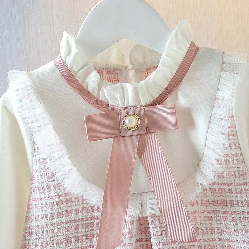 Vestido Infantil Feminino Laço Manga Comprida - Ama Mamma