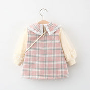Vestido Infantil Feminino Xadrez + Bolsa - Ama Mamma