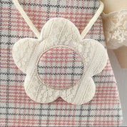Vestido Infantil Feminino Xadrez + Bolsa - Ama Mamma