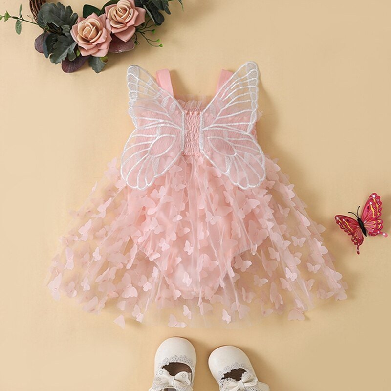 Vestido Tule Franzido Borboleta | 0-24 Meses - Ama Mamma