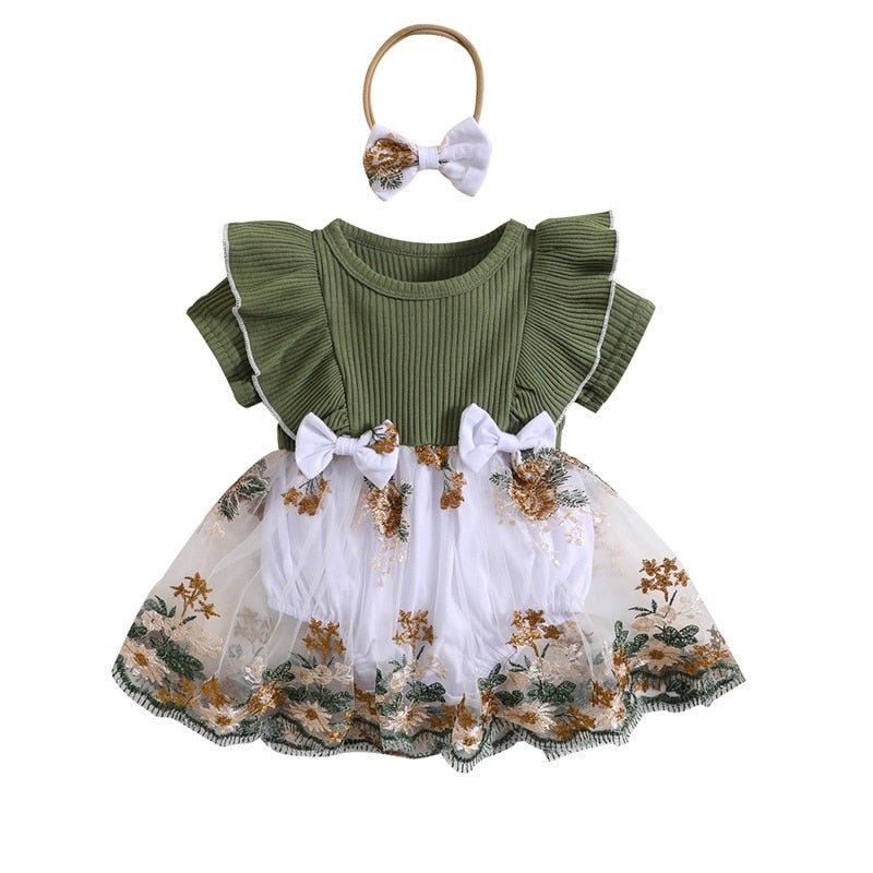 Vestido Tule Bordado Laço | 0-24 Meses - Ama Mamma
